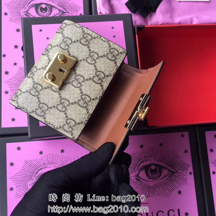 GUCCI古馳 歐洲正品原單 padlock系列 最新款短皮夾 453155 pvc黑皮 WTG1197